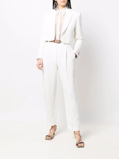 Linen-Cotton Tapered Trousers