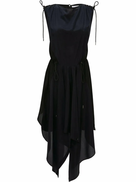 Asymmetric-Hem Midi Dress