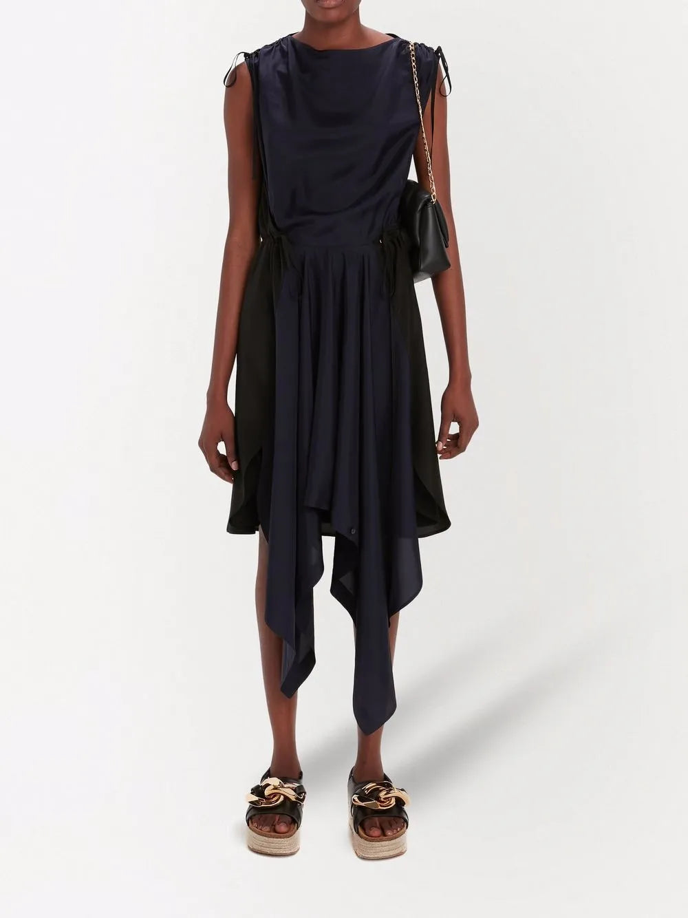 Asymmetric-Hem Midi Dress