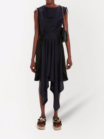Asymmetric-Hem Midi Dress