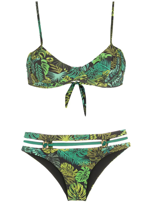 Tropical Print High Waisted Bikini