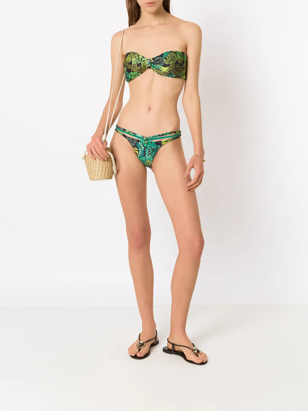Tropical Print Strapless Bikini
