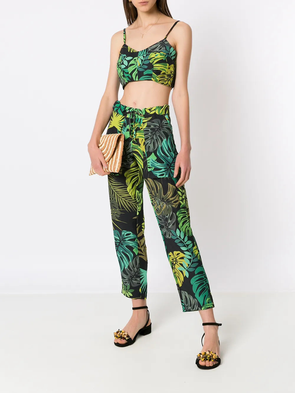 Tropical Print Cropped Top