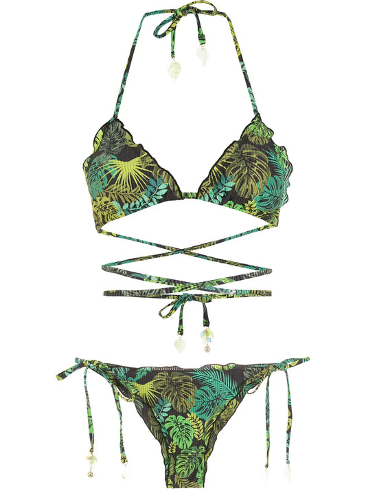 Tropical Print Tie Around Bikini