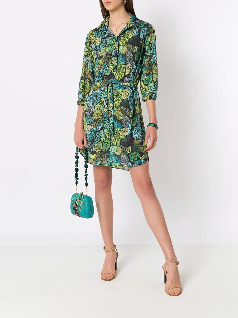 Tropical Print Shirt Dress