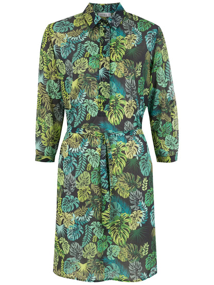 Tropical Print Shirt Dress