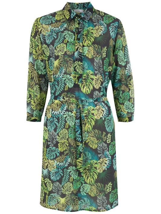 Tropical Print Shirt Dress