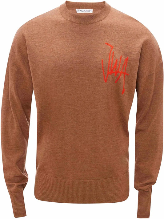 Intarsia-Logo Crew Neck Jumper