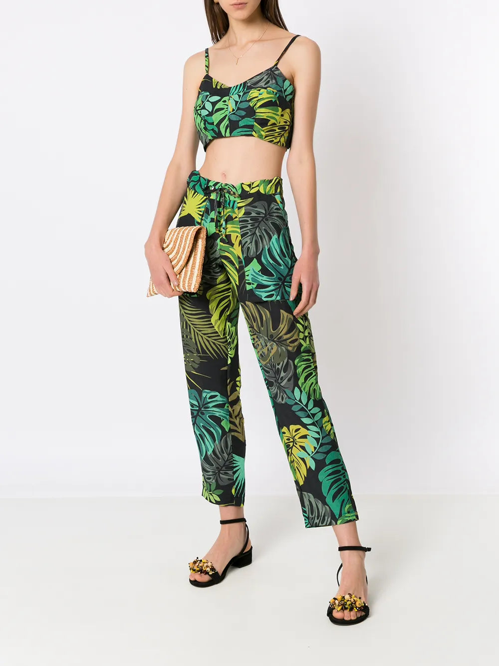 Tropical Print Straight Trousers