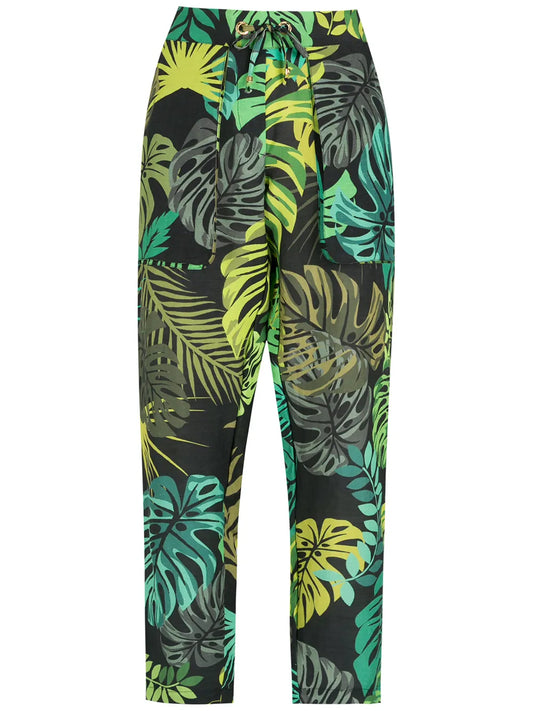 Tropical Print Straight Trousers
