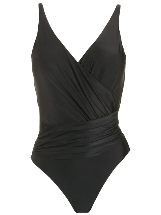 Draped Open-Back Swimsuit