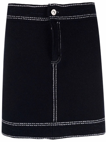 Contrast-Stitch Mini Skirt