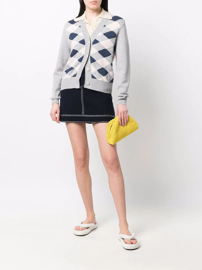 Contrast-Stitch Mini Skirt
