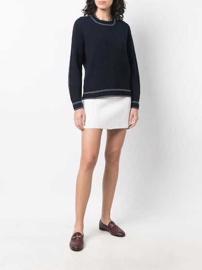 Contrasting-Stitch Jumper
