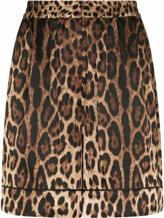 Leopard-Print Silk Shorts