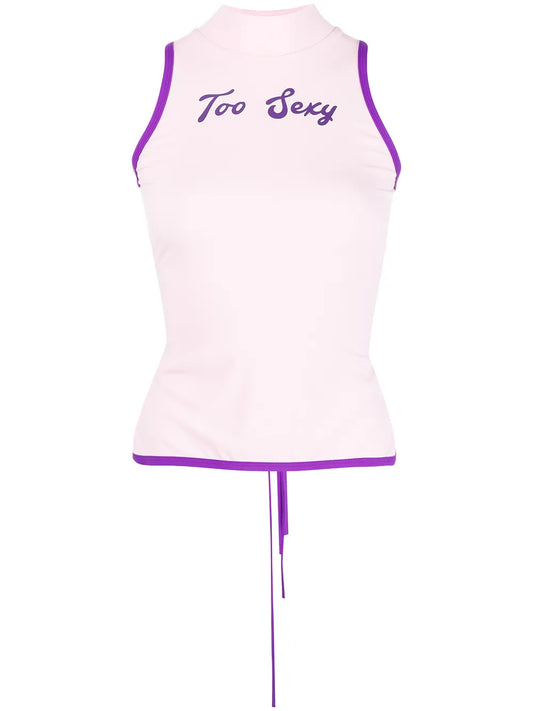 Slogan-Print Open-Back Vest