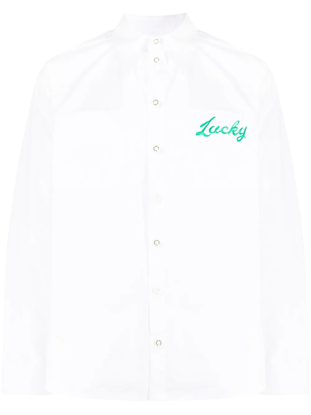 Slogan-Print Button-Up Shirt