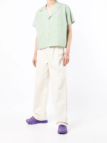 Slogan-Print Short-Sleeved Shirt