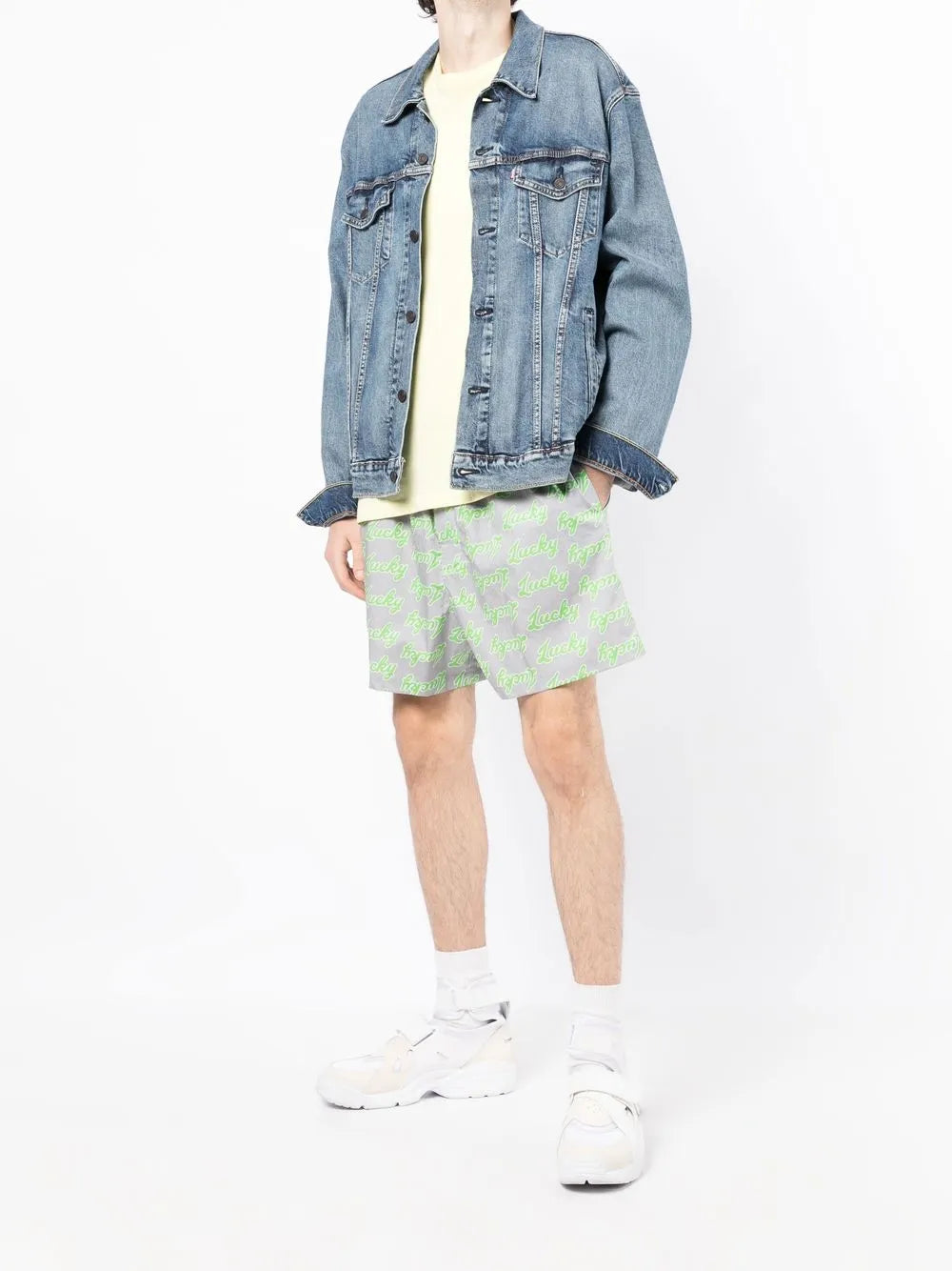 All-Over Slogan-Print Cotton Shorts