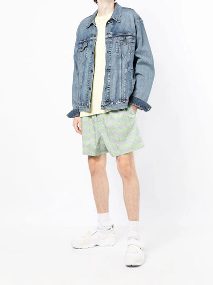 All-Over Slogan-Print Cotton Shorts