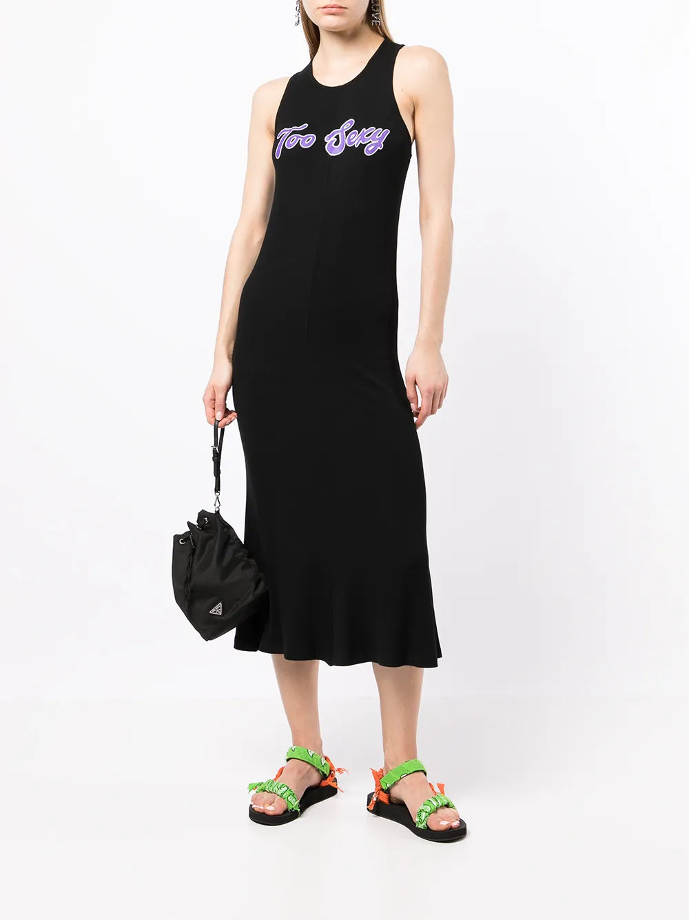 Slogan-Print Long Dress