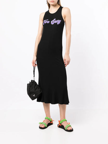 Slogan-Print Long Dress