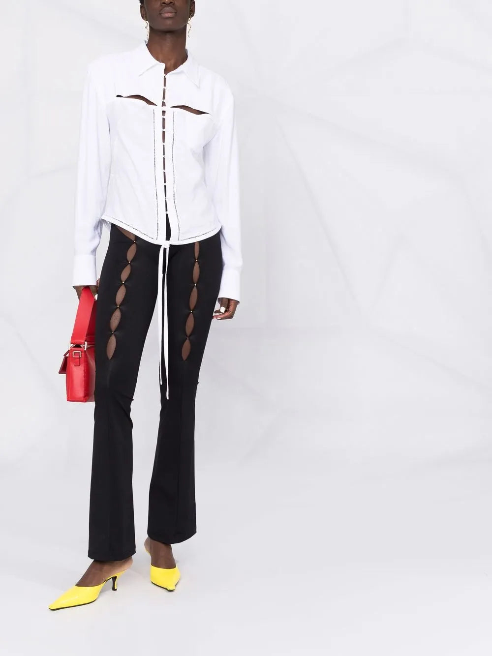 Cut Out-Detail High-Waisted Trousers