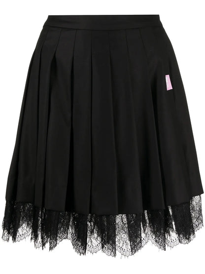 Floral-Lace Pleated Skirt