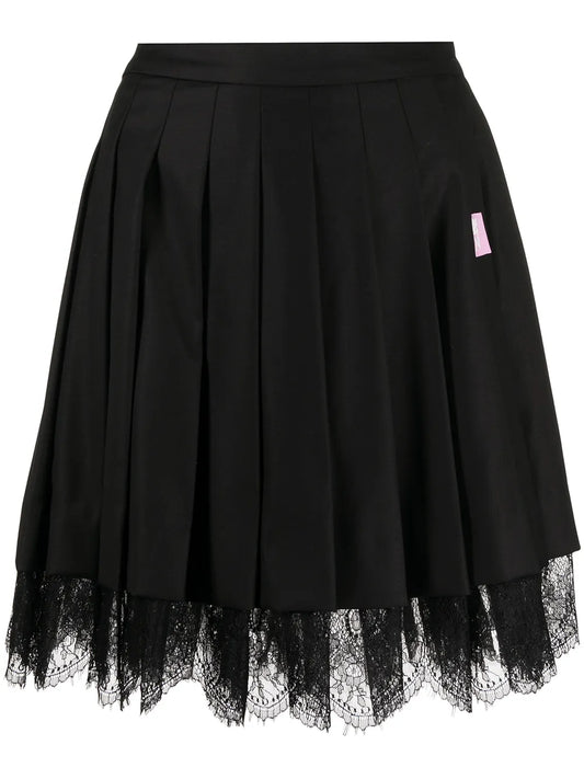 Floral-Lace Pleated Skirt