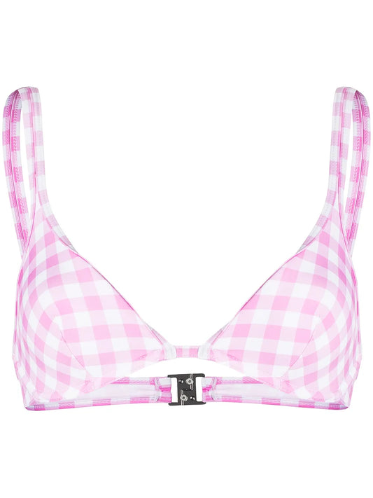 Gingham Check Print Bikini Top