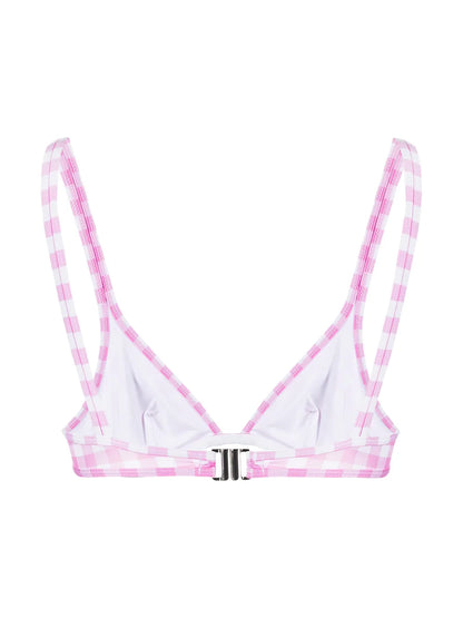 Gingham Check Print Bikini Top