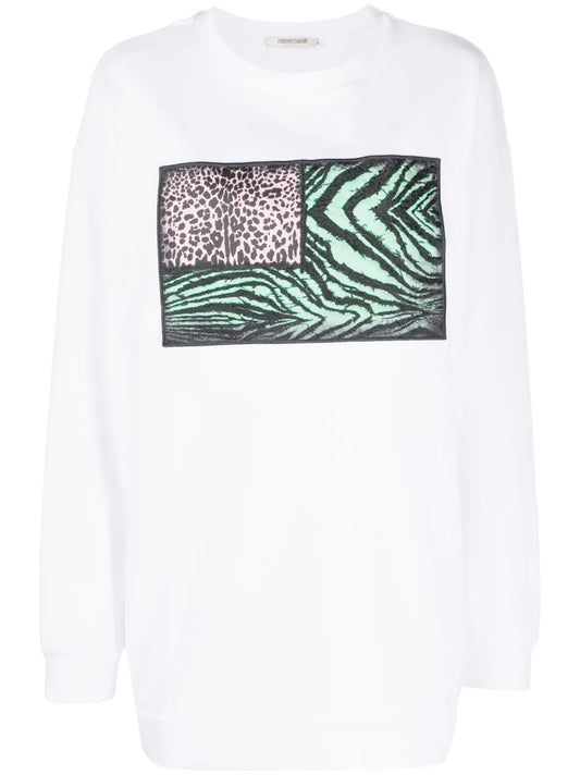 Animal-Print Patch-Detail Sweatshirt