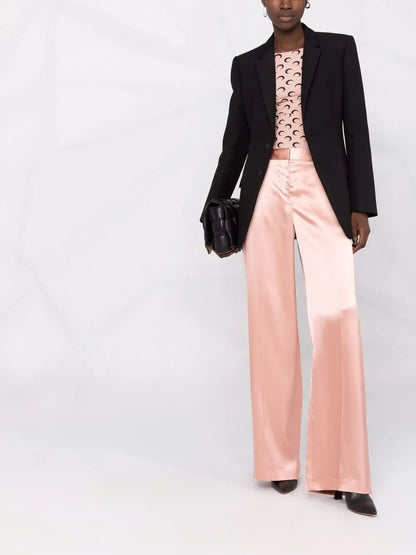 Satin-Effect Wide-Leg Trousers