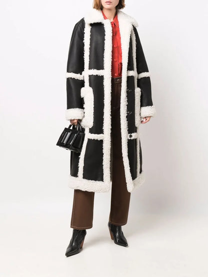 Panelled Faux Shearling Coat