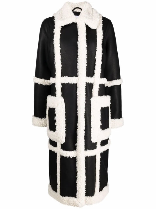 Panelled Faux Shearling Coat