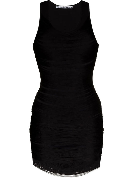 Fringed Scoop-Neck Minidress