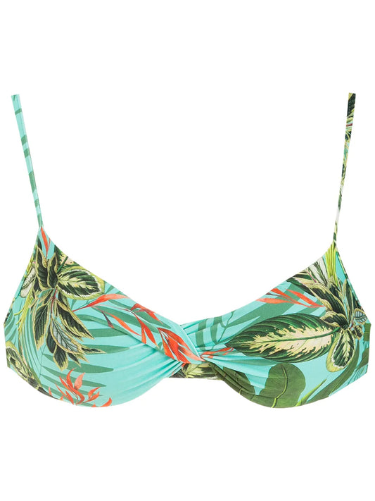 Cassis Tropical Print Bikini Top