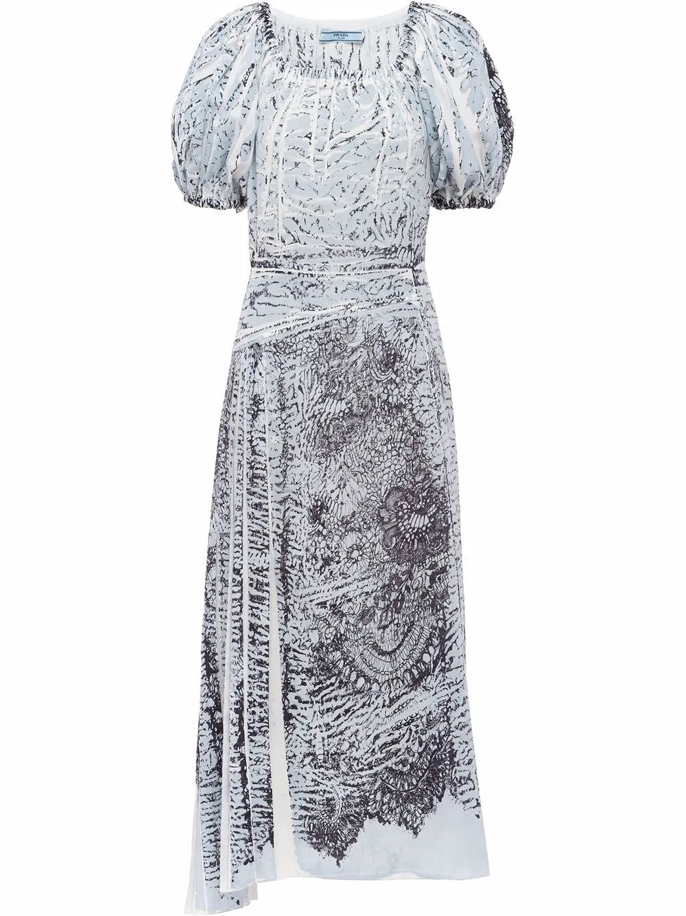 Coral-Print Silk Midi Dress