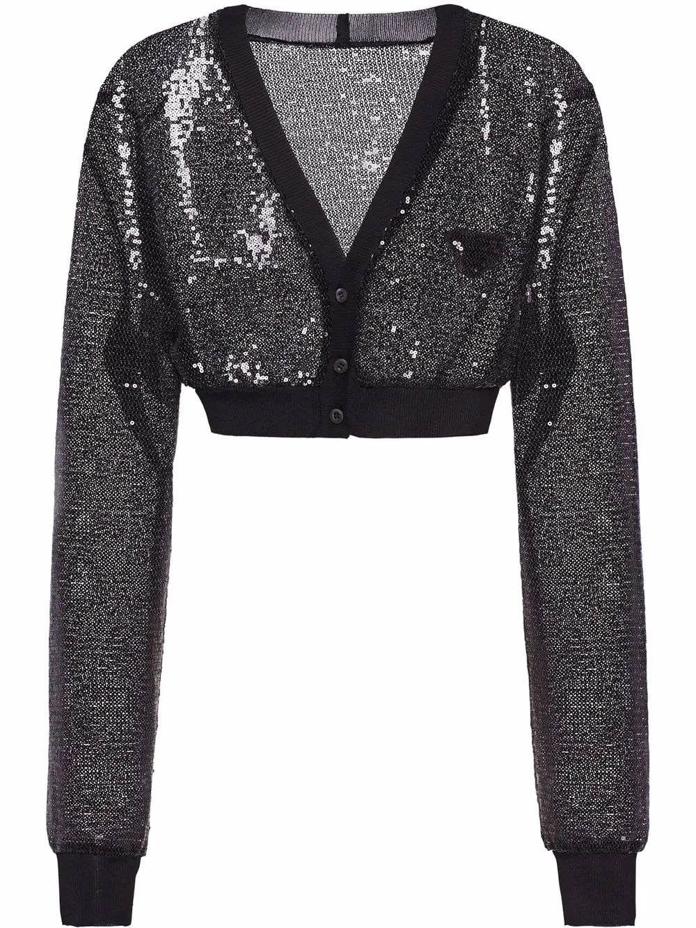 Cropped Sequin-Embroidered Cardigan