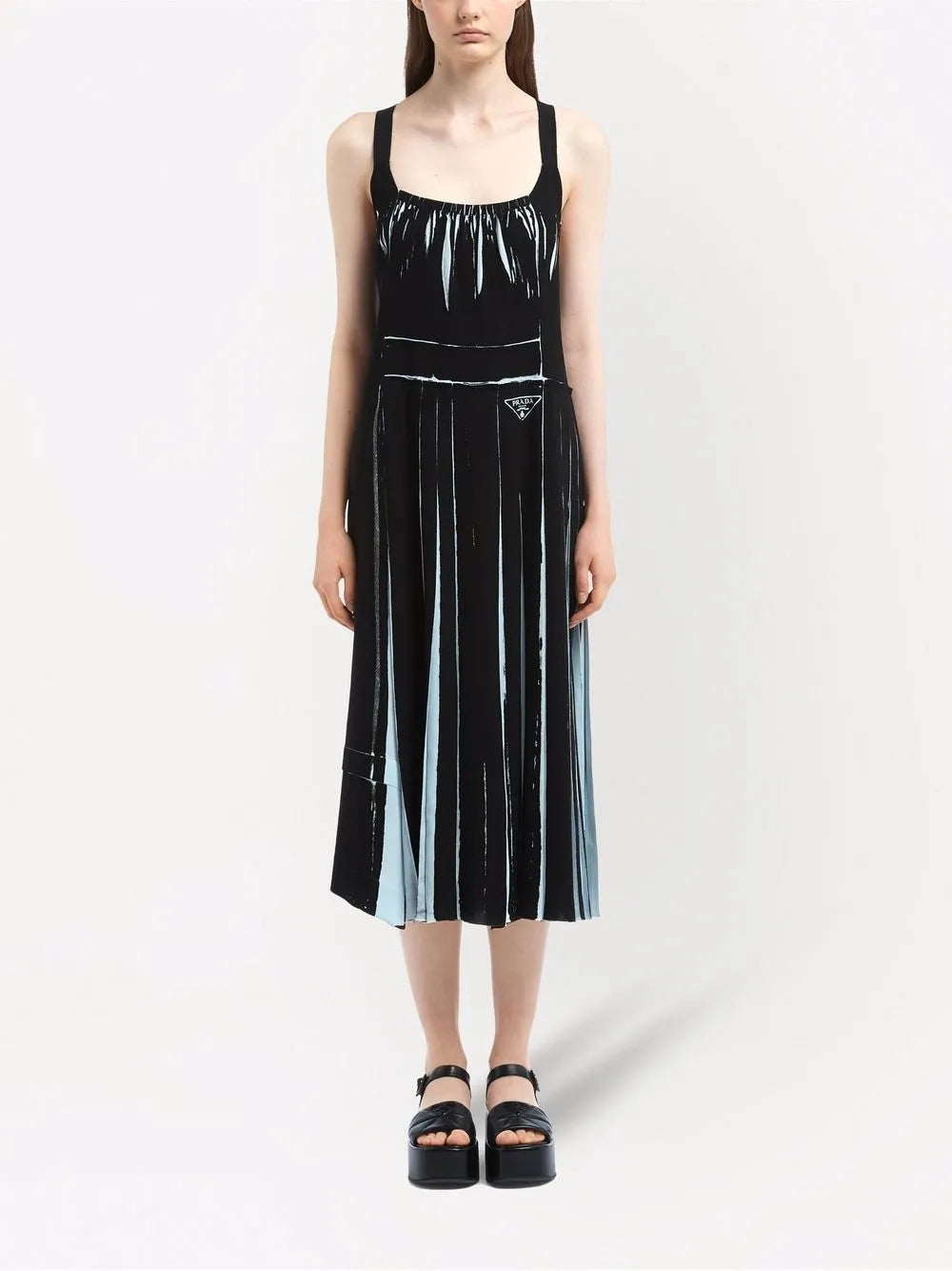 Sleeveless Printed Sablé Dress