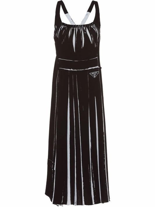 Sleeveless Printed Sablé Dress