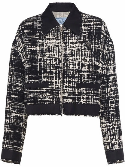 Re-Nylon Cropped Tweed Jacket