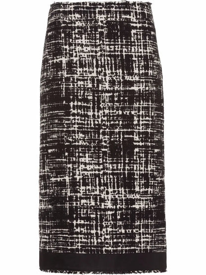 High-Rise Tweed Midi Skirt