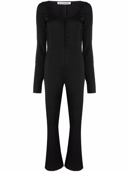 Long-Sleeve Twill Jumpsuit