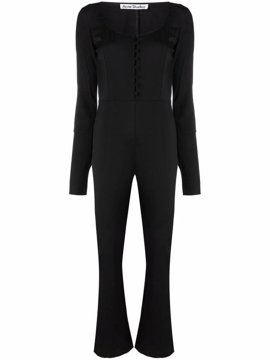 Long-Sleeve Twill Jumpsuit