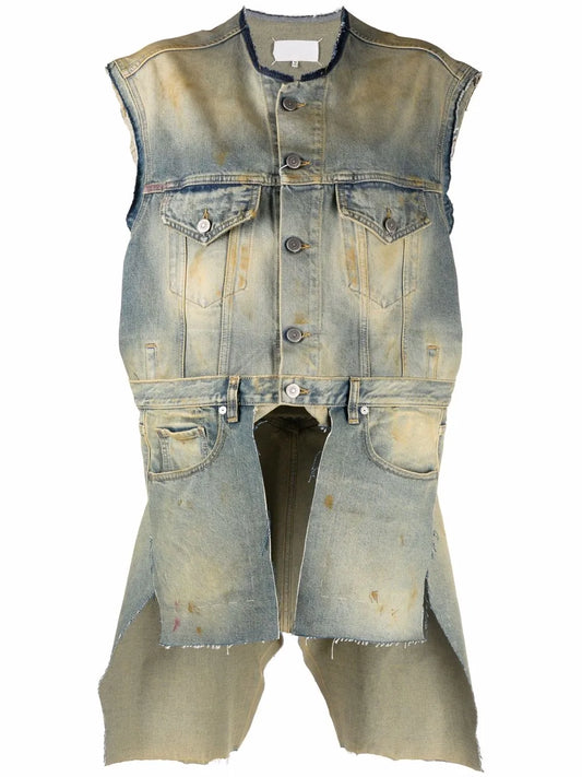 Derelict Asymmetric Denim Gilet