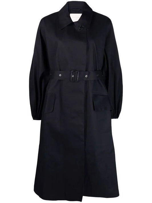 Helen Belted Puff-Sleeve Trench Coat
