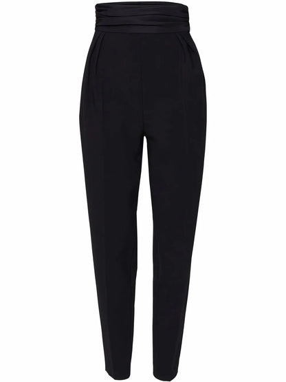 High-Waist Tapered-Leg Trousers