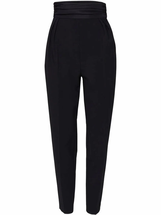 High-Waist Tapered-Leg Trousers