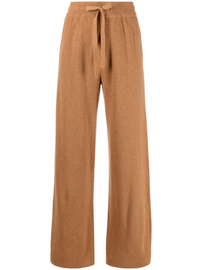 Ribbed-Knit Wide-Leg Trousers